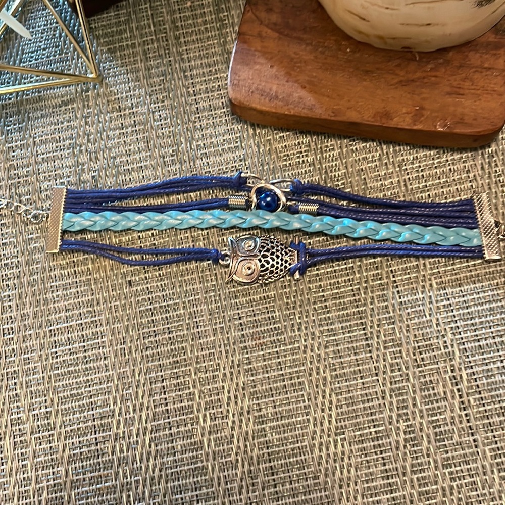 #156 Blue Owl Wrap Bracelet